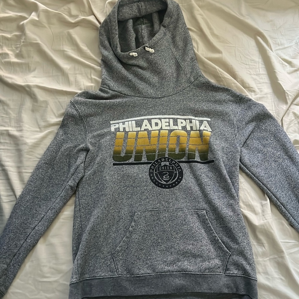 MLS Philadelphia Union cowl neck Hoodie, Gray, Medium